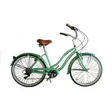 26 Inch Green Color Adult Women Lady 7 Speeds Ce Europe Beach Cruiser Bike